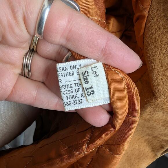 70s Vintage Orange Suede Penny Lane Jacket Groovy Shearling Leather Afghan Coat - Picture 9 of 11